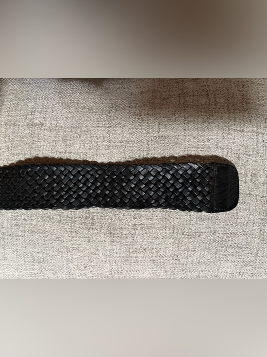 Unique Braided Black Leather Belt with Horn and Silver Accent Buckle main image 2
